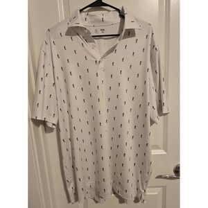 USAG U Suck At Golf Mens Golf Polo Shirt All Over Print Size XL White Stretch